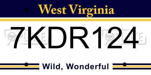 7KDR124 West Virginia License Plate