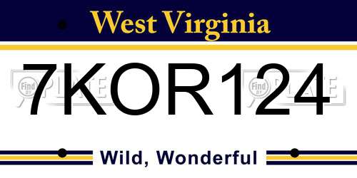7KOR124 West Virginia License Plate