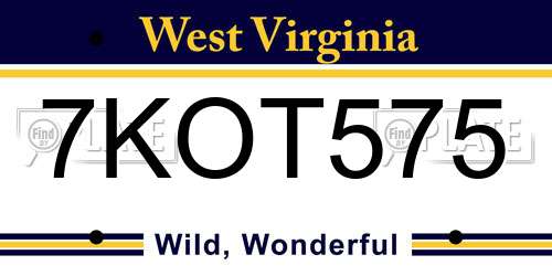 7KOT575 West Virginia License Plate