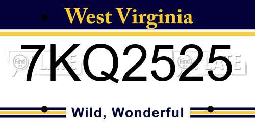 7KQ2525 West Virginia License Plate