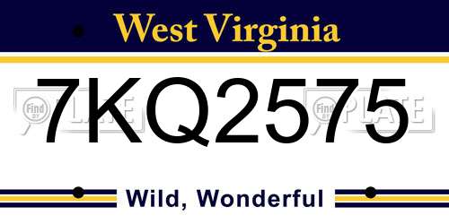 7KQ2575 West Virginia License Plate