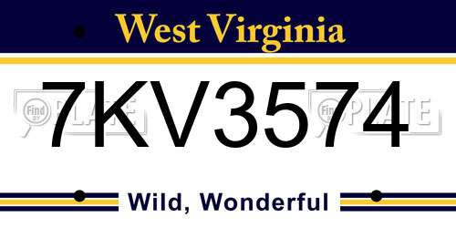 7KV3574 West Virginia License Plate