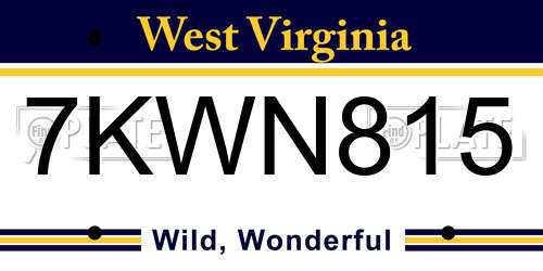 7KWN815 West Virginia License Plate