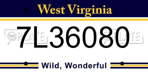 7L36080 West Virginia License Plate