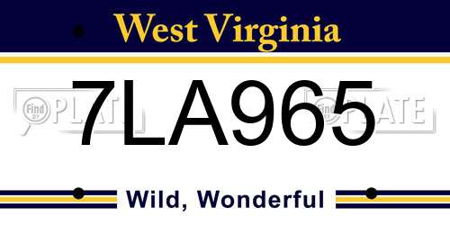 7LA965 West Virginia License Plate