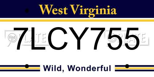7LCY755 West Virginia License Plate