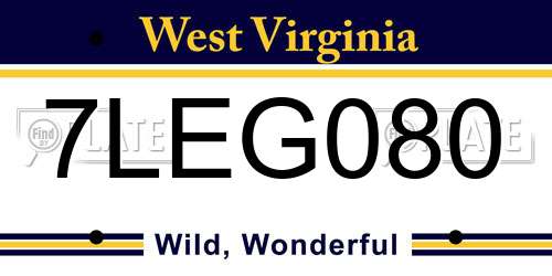 7LEG080 West Virginia License Plate