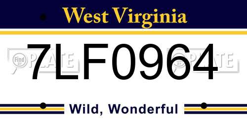 7LF0964 West Virginia License Plate