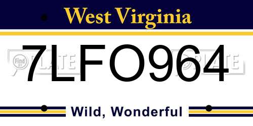 7LFO964 West Virginia License Plate