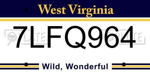 7LFQ964 West Virginia License Plate
