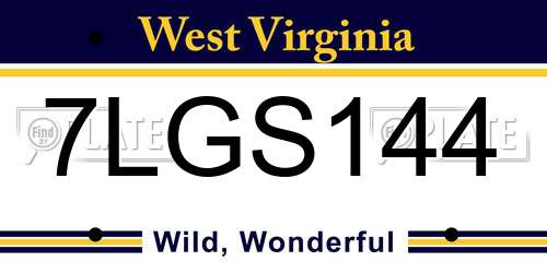 7LGS144 West Virginia License Plate