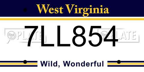 7LL854 West Virginia License Plate