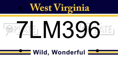 7LM396 West Virginia License Plate