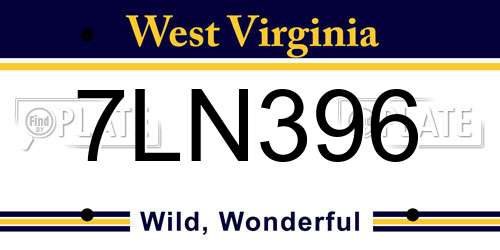 7LN396 West Virginia License Plate