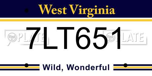 7LT651 West Virginia License Plate