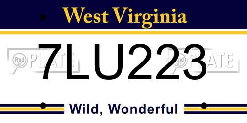 7LU223 West Virginia License Plate