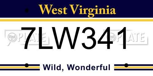 7LW341 West Virginia License Plate