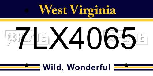 7LX4065 West Virginia License Plate