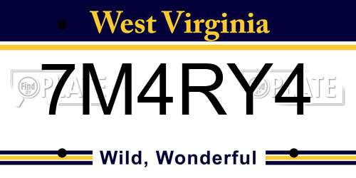 7M4RY4 West Virginia License Plate