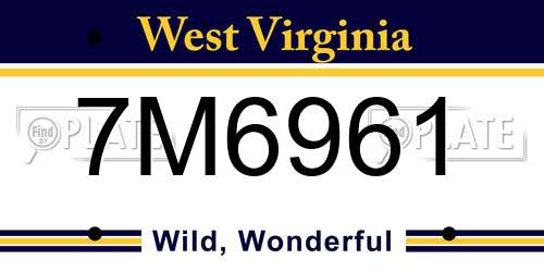 7M6961 West Virginia License Plate