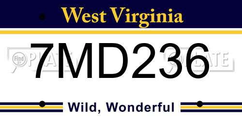 7MD236 West Virginia License Plate