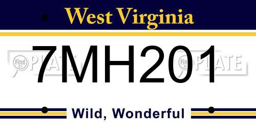 7MH201 West Virginia License Plate