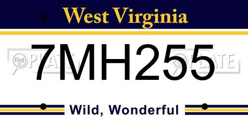 7MH255 West Virginia License Plate