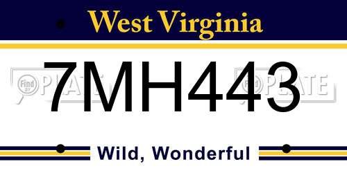 7MH443 West Virginia License Plate