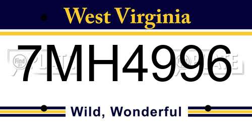 7MH4996 West Virginia License Plate