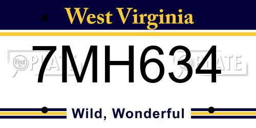 7MH634 West Virginia License Plate