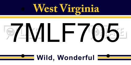 7MLF705 West Virginia License Plate