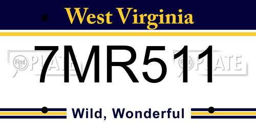 7MR511 West Virginia License Plate