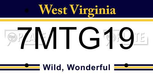 7MTG19 West Virginia License Plate