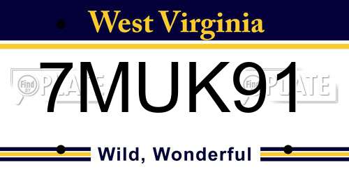 7MUK91 West Virginia License Plate