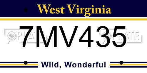 7MV435 West Virginia License Plate