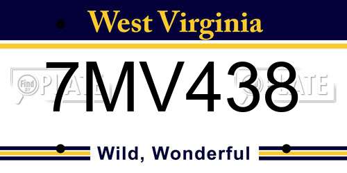 7MV438 West Virginia License Plate