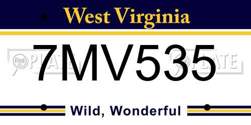 7MV535 West Virginia License Plate