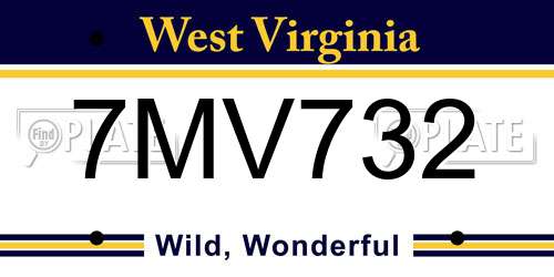 7MV732 West Virginia License Plate