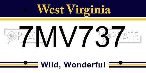 7MV737 West Virginia License Plate