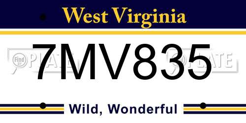 7MV835 West Virginia License Plate