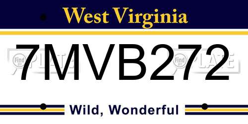 7MVB272 West Virginia License Plate