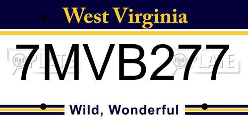 7MVB277 West Virginia License Plate