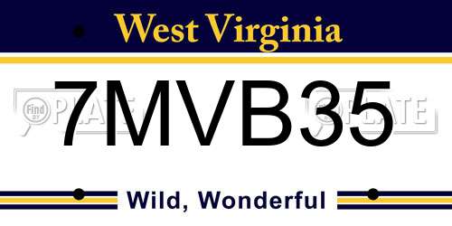 7MVB35 West Virginia License Plate