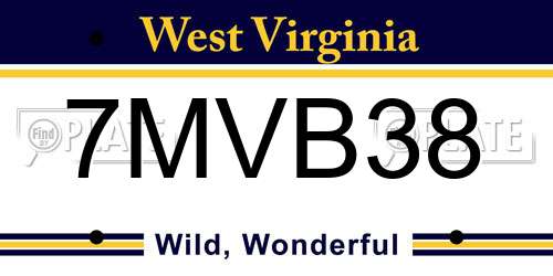 7MVB38 West Virginia License Plate