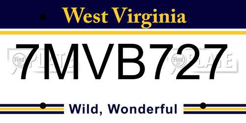 7MVB727 West Virginia License Plate