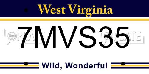 7MVS35 West Virginia License Plate