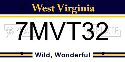 7MVT32 West Virginia License Plate