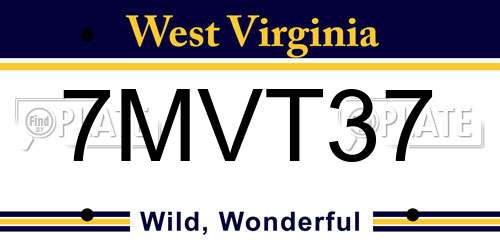 7MVT37 West Virginia License Plate