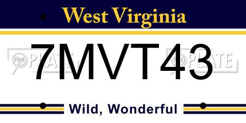 7MVT43 West Virginia License Plate