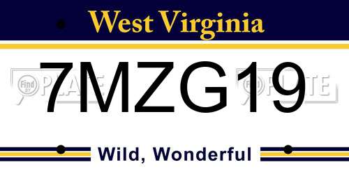 7MZG19 West Virginia License Plate